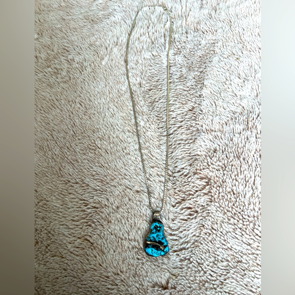 Sterling Silver Turquoise Stone Necklace